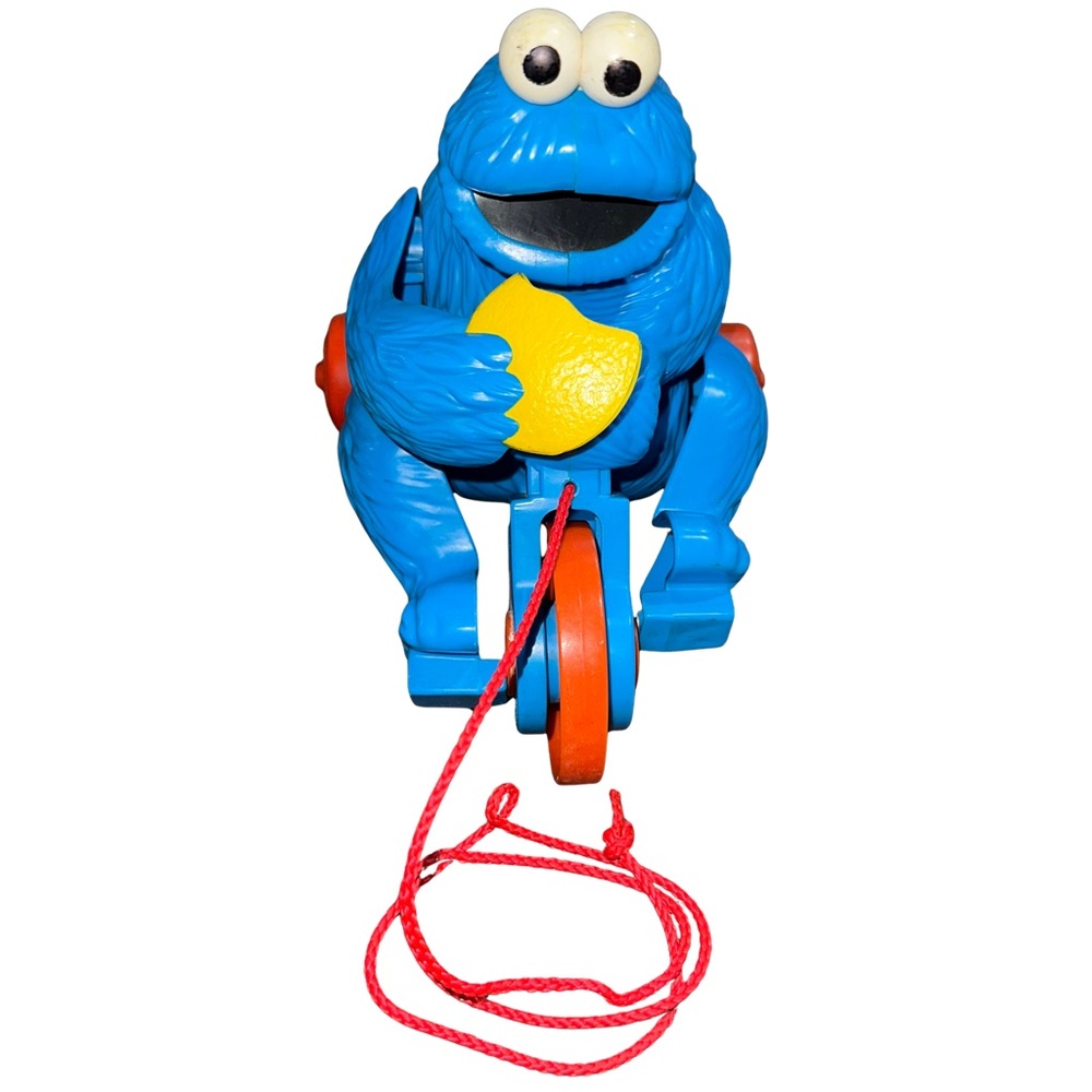 Vintage 1982 Cookie Monster Sesame Street Tricycle Pull Toy Muppets